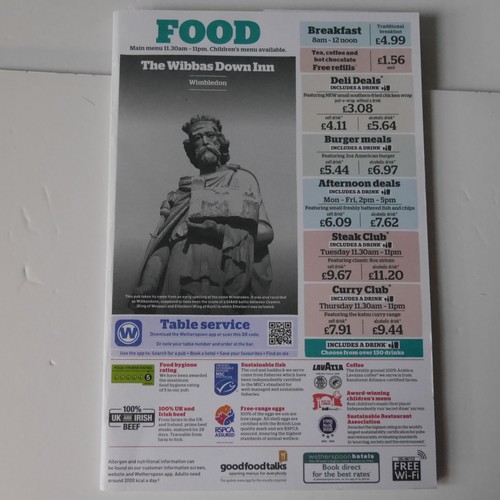 Wetherspoon menu the - menu,