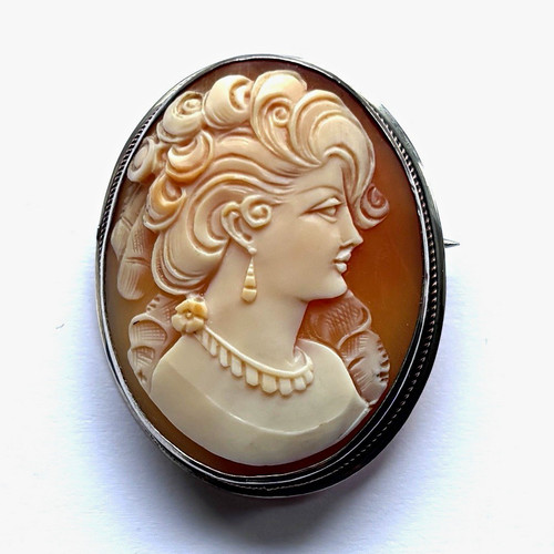 Antique solid silver cameo - silver,