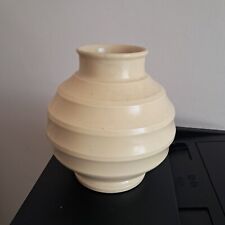 Keith Murray Wedgwood C1930’s 19cm Tall Off Yellow Ribbed Bomb  Moonstone glaze