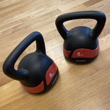CRIVIT 8kg Kettlebells Weights Exercise Lift | Black Red One Pair Good Condition
