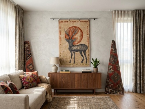 3x5 vintage deer motif - 3x5,