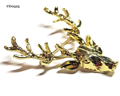 Gold plated brooch stag - plated,