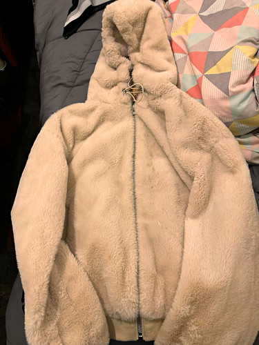 Bershka beige faux fur hooded - fur,