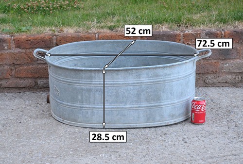 Vintage old galvanized bath - galvanized,