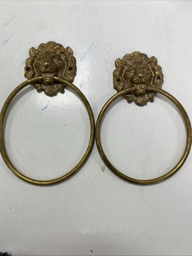 Vintage pair brass lion - pair, head