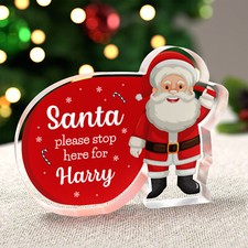 Santa Please Stop Here Personalised Christmas Gift Kids Boys Girls With Red Bag