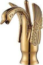 New SUGUWORD Gold Tone SWAN/ BIRD Spout Bathroom Faucet Basin Tap BOXED - G24