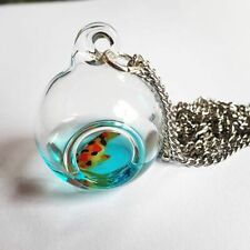 UNIQUE Handmade FISH BOWL TERRARIUM NECKLACE aquarium GOLDFISH koi POND cute