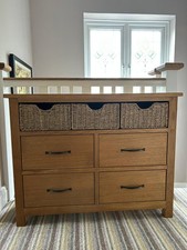Oak Sideboard with Baskets & Drawers – Solid Storage Unit – Excellent Condition