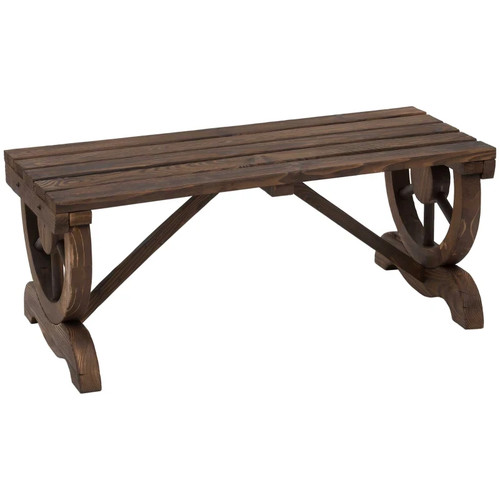 Wooden wheel bench rustic - wooden,