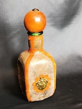 Vintage Leather Wrapped Hand Made Italian Liquor Wine Bottle VGC 