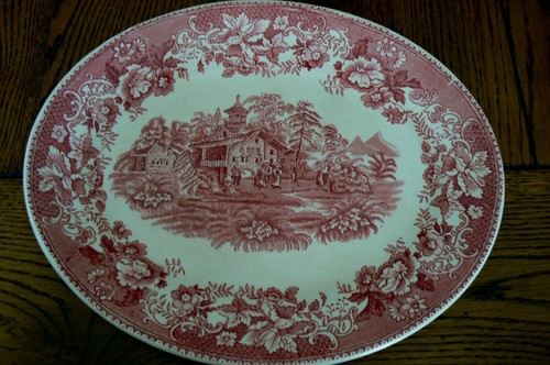Vintage red transfer platter - transfer,