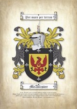 Surname Coat of Arms (Family Crest) Printed with an Ancient Parchment Background
