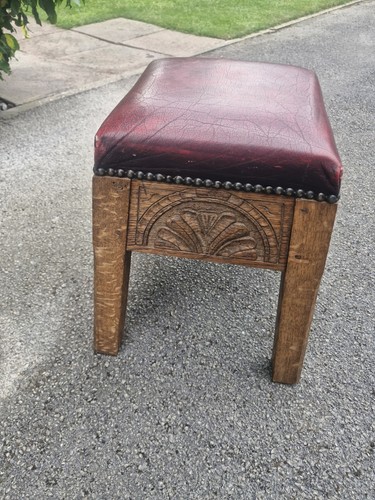 Handmade carved oak - handmade, footstool