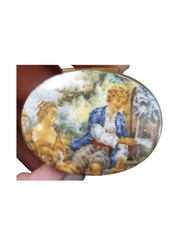 Antique French Pill/trinket Box Enamel on Copper lid c.1920