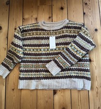 Toast Shetland Fairisle Sweater - Brown Multi - Size M