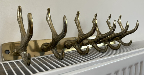 Brass antler coat rack - antler,