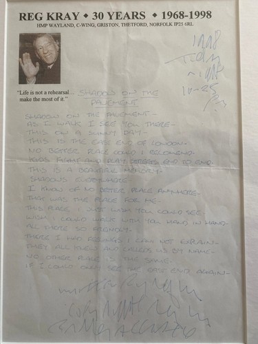 Reggie kray signed - signed, original