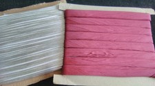 2 cards vintage braid 8mm white/silver gimp & 17mm rose pink silky braid D130