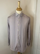 Paul Smith White Striped L/S Shirt 16" Large L Made in Italy