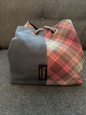 Purse Bag Tattimole Drawstring Blue Green Tartan Black Moleskin Scottish