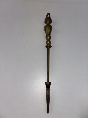 Antique brass fireplace poker - brass,
