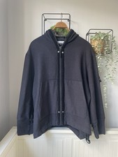 Vintage Stone Island Full Zip Hoodie Wool Knit Navy Blue AW 2004 Badge Men’s L