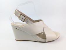 Next Cream Leather Wedge Heel