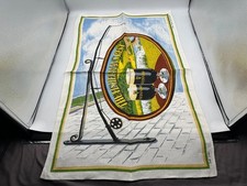 Guinness Fisherman's Rest Pub Sign Tea Towel 1960s to 1970’s Irish Linen Rare 