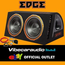 Edge Twin 12" Active Car Subwoofer Enclosure 1800W Max Power In Wiring Kit 