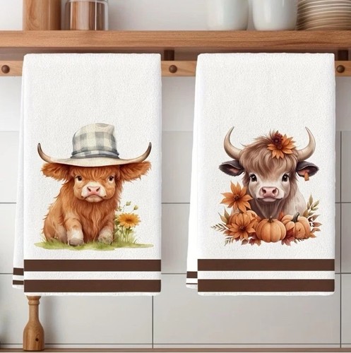 Highland cow tea towels pack - cow,