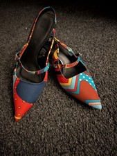 Retro, Out There, Sling Back Low Stiletto Shoe Size 40 New With Dust Sleeves