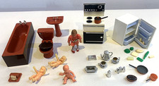 Vintage Plastic Dollhouse Furniture Bundle made in England & Lundby Cooker