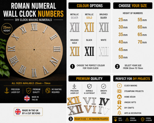 20mm 70mm roman numerals clock - roman,