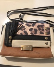 River Island Handbag With Beige With Leopard Skin Covering Good Condition