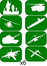48 x Army vehicles   Body Art, Face paint Glass Etching Glitter Stencil Art