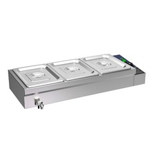 Bain Marie Electric Food Warmer Stainless Steel 3 Pan 1/2GN Commercial Use 1500W