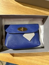 mulberry leather make up bag, in blue, excellent condition with original box 
