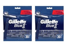 2X Gillette BlueII Men's Disposable Razors, Pack of 20