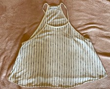 ‘ZARA’ WOMEN’S STRIPED CREAM & BLACK SWING HALTER  NECK FINE KNIT TOP S