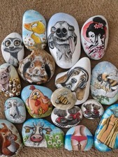 Freefordarts END OF YEAR SALE Paintings on Stone Pebble  Hand Painted Stones