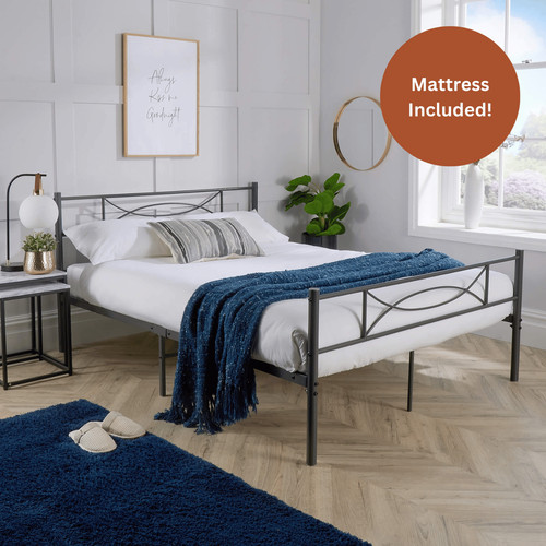4ft double bed matt dark - bed,