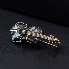  2 Pcs Golden Instrument Horn Brooch Violin Brooches Musical Pins