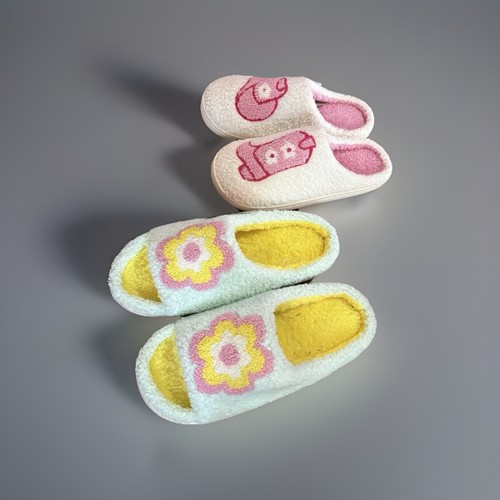 Plush slippers - (2, pairs)