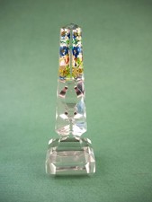 Antique Obelisk  Paperweight Illusion Vase Painted Clear Cut Glass Crystal 
