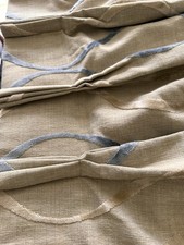 Bespoke Full Length Curtains In harlequin Coast  Natural  Linen /Blue/Sand lines