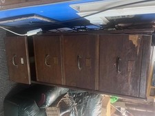 Vintage wooden filing cabinet 4 drawer, m,edium oak in colour