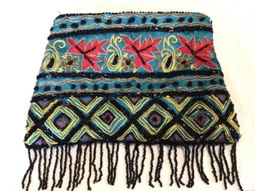 Embroidered turquoise blue red - embroidered,