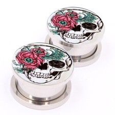 Stainless Steel Rose & Skull