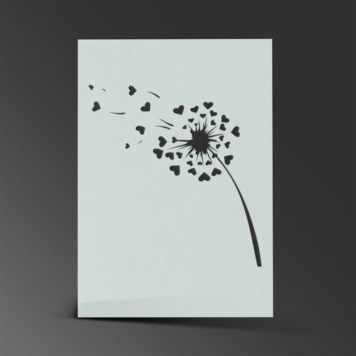 Dandelion heart stencil mylar - heart,